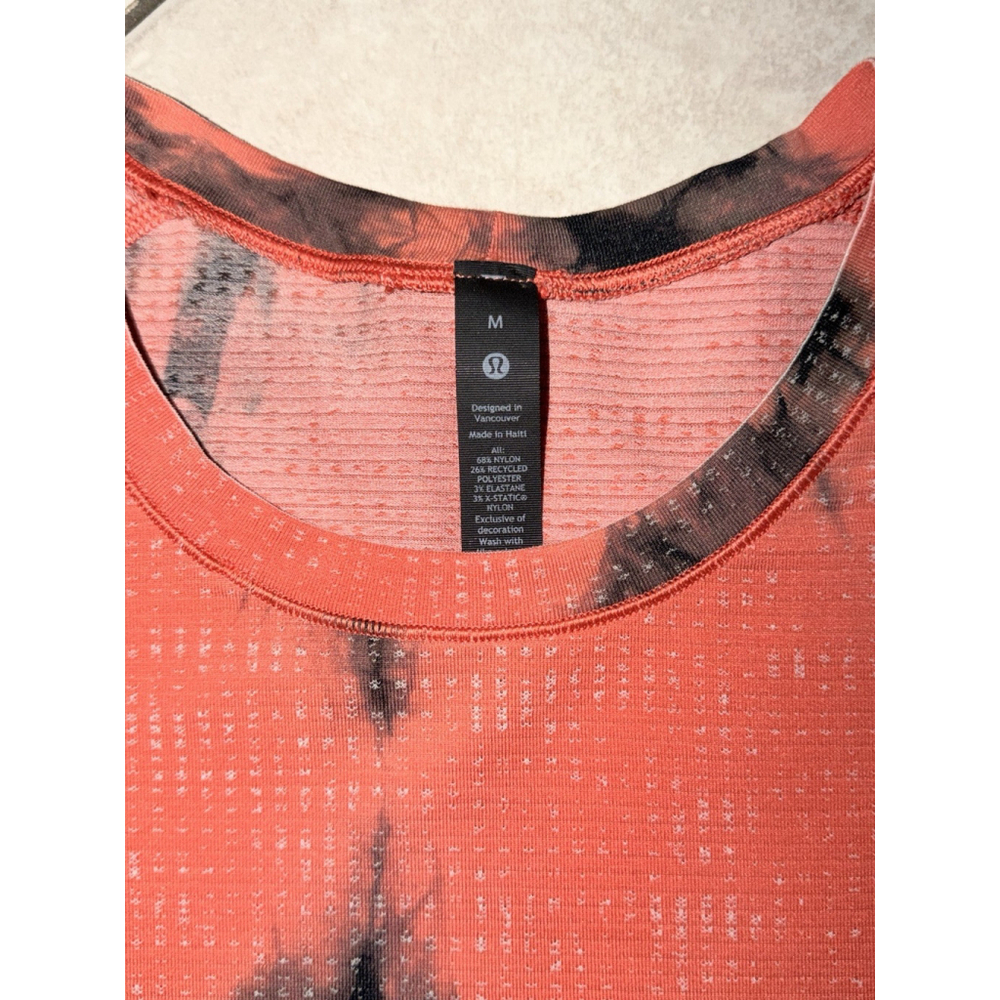 LULULEMON METAL VENT SHORT SLEEVE ORANGE BLACK SIZE MEDIUM - Picture 4 of 8